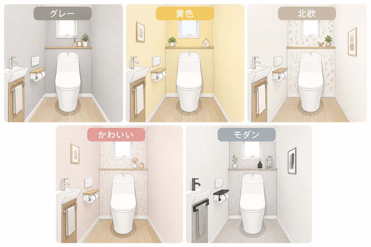 トイレで人気の壁紙テイスト比較