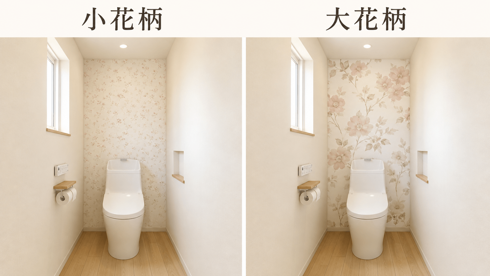 花柄壁紙の小花柄と大花柄の比較
