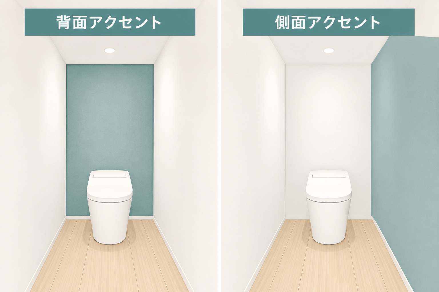 トイレのアクセントクロスの位置比較