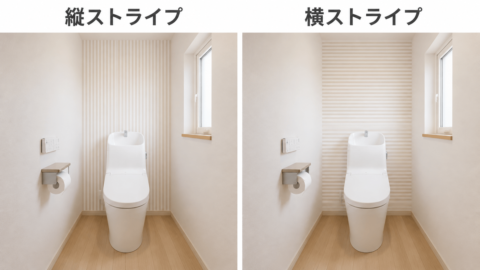 縦ストライプと横ストライプの壁紙比較