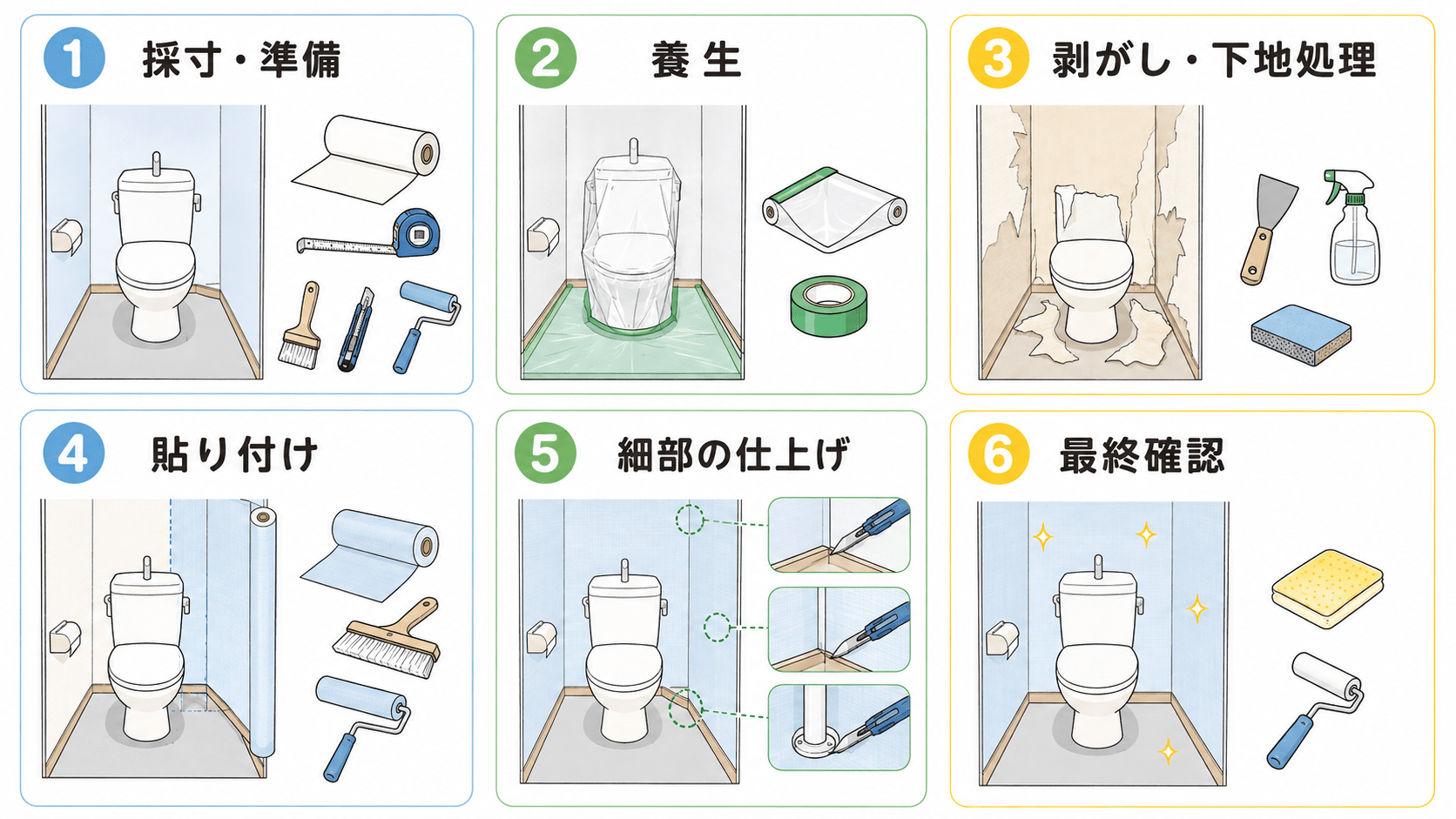 トイレ壁紙DIYの流れ