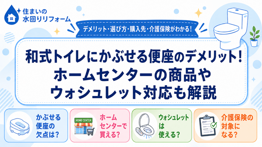 和式トイレにかぶせる便座のデメリット！ホームセンターの商品やウォシュレット対応も解説