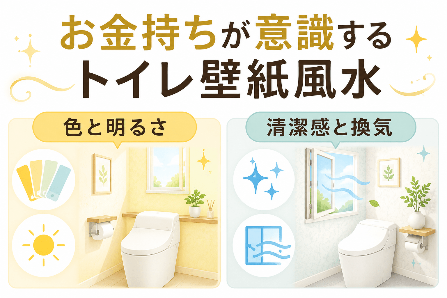 お金持ちと金運を意識したトイレ壁紙のポイント