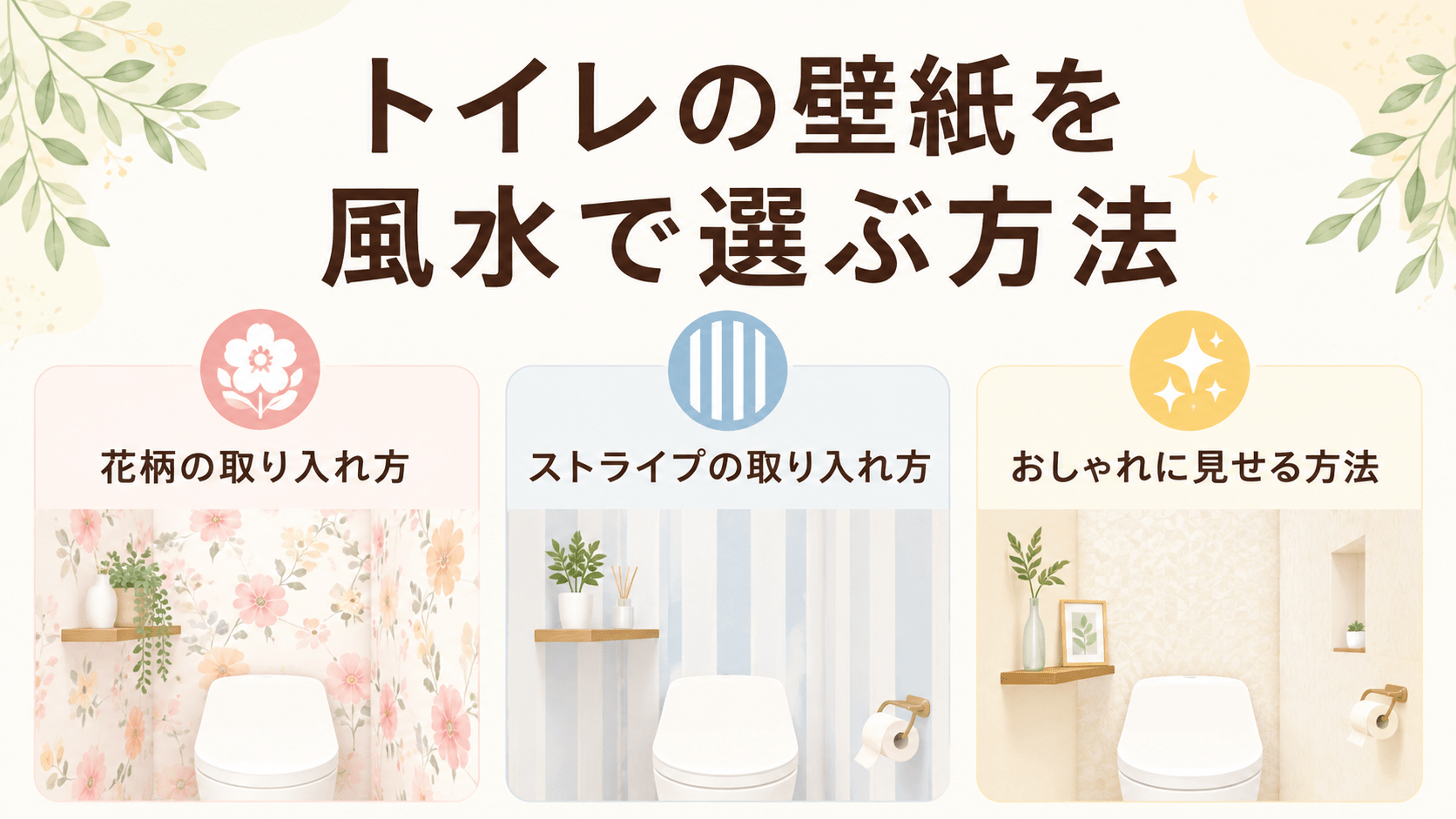 花柄とストライプのトイレ壁紙の選び方