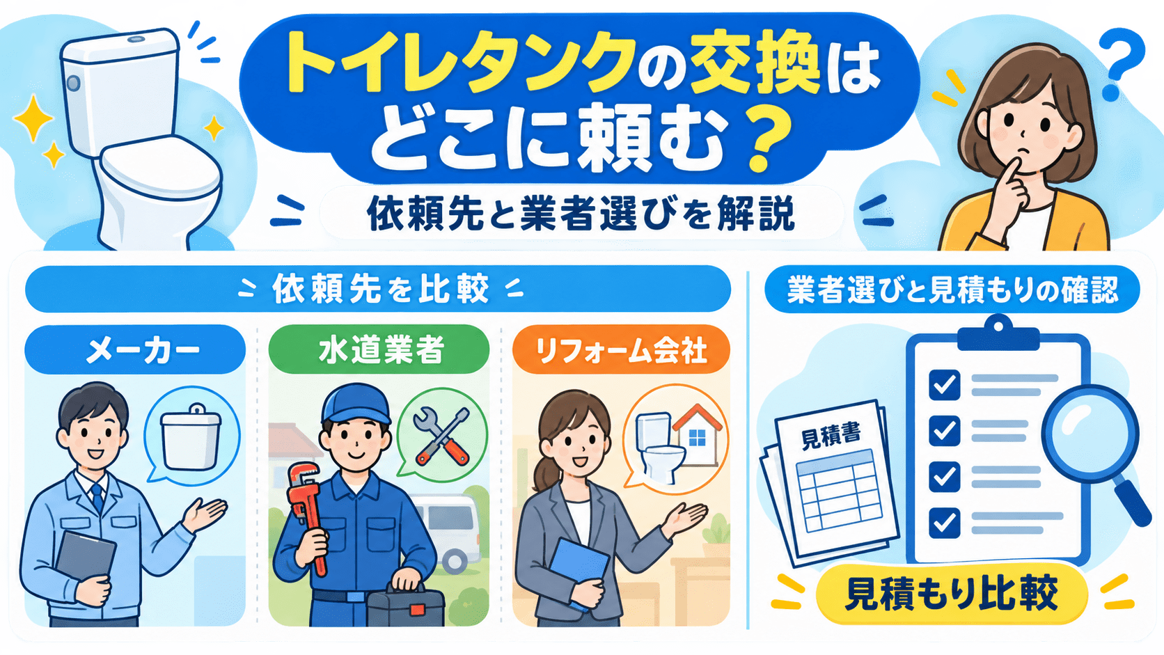 トイレタンク交換の依頼先と業者選びを比較した図解