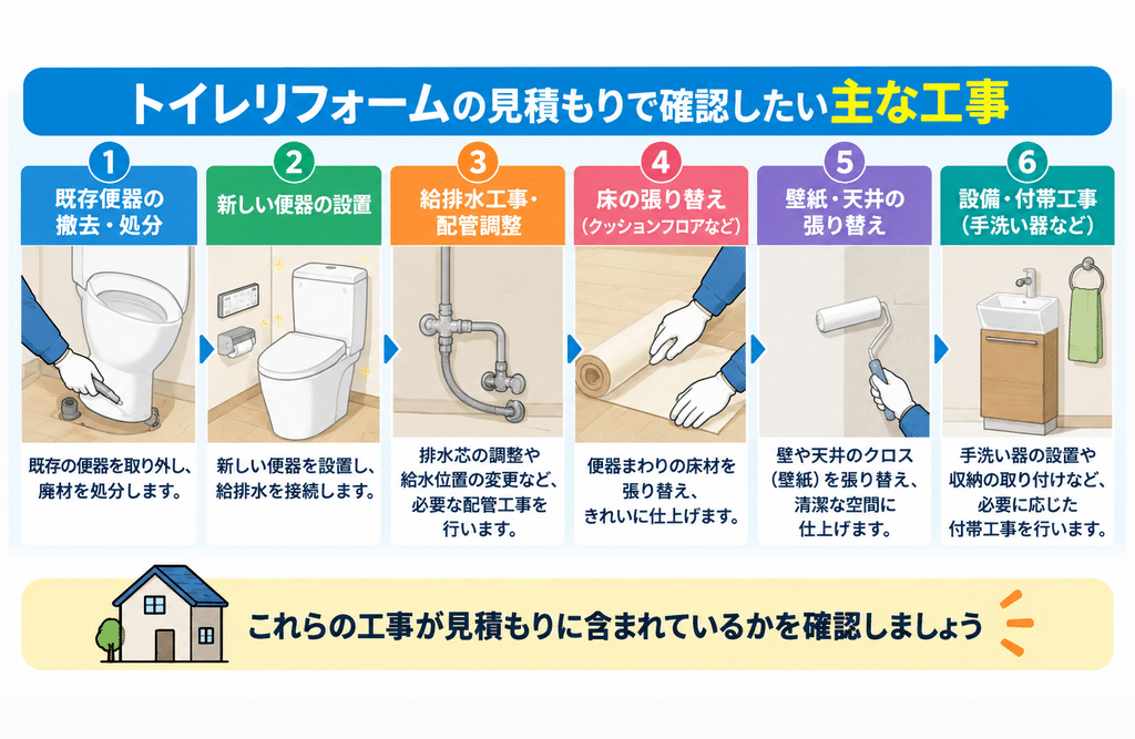 ホームプロでトイレリフォームを依頼するときの注意点を示す画像