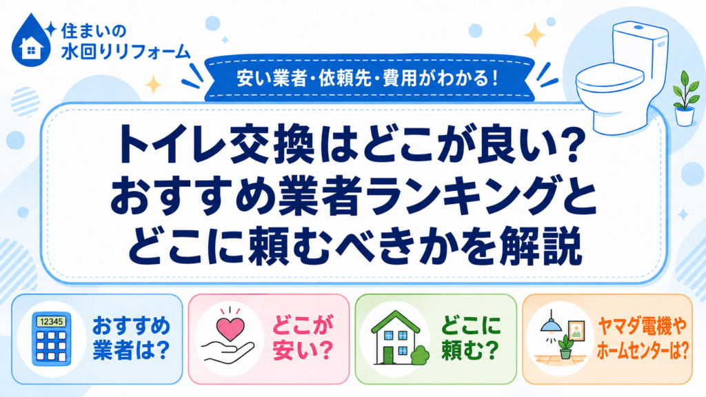 トイレ交換はどこが良い、おすすめ業者ランキングとどこに頼むべきかを紹介する記事のアイキャッチ画像