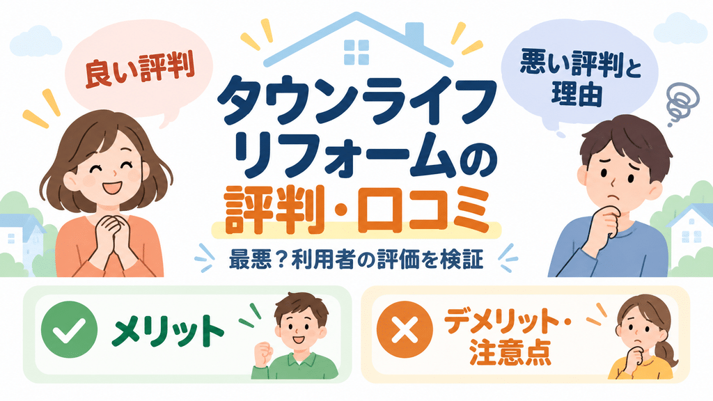 タウンライフリフォームの評判・口コミの評判、利用者の評価を検証を扱う章の内容を端的に示す画像
