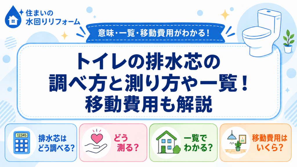 トイレの排水芯の調べ方と測り方や一覧、移動費用を紹介する記事のアイキャッチ画像