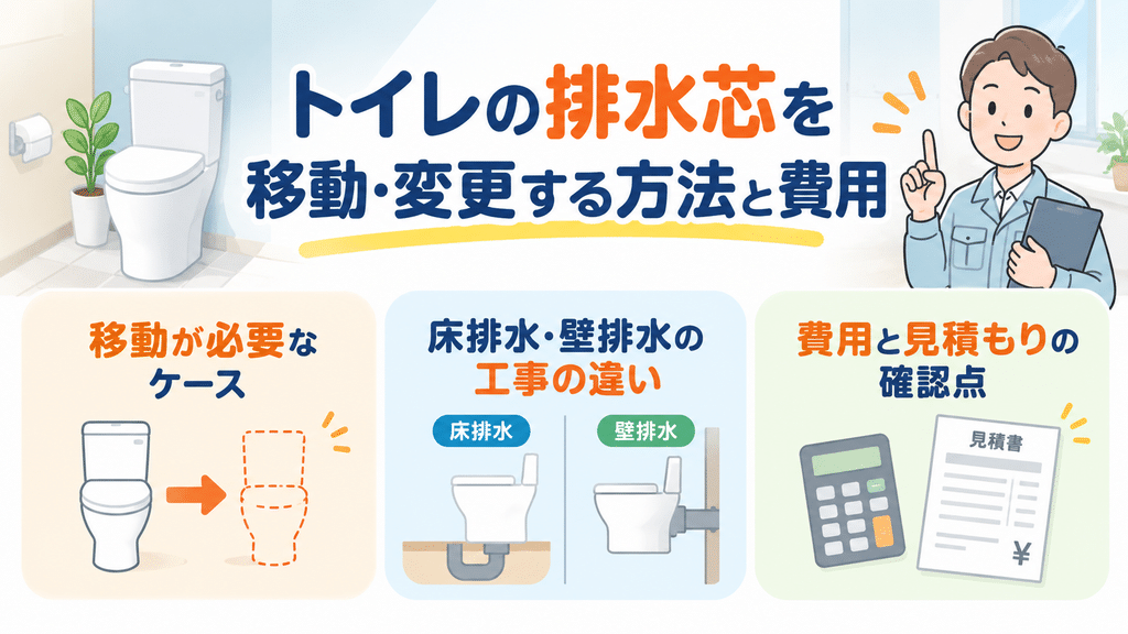 トイレの排水芯を移動・変更する方法と費用を扱う章の内容を端的に示す画像