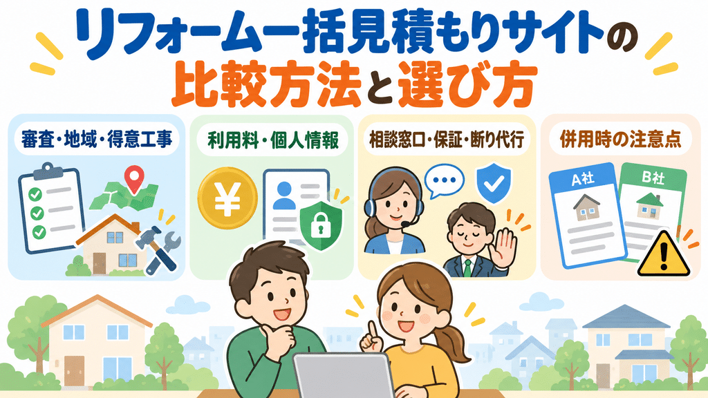 リフォーム一括見積もりサイトの比較方法と選び方を扱う章の内容を端的に示す画像