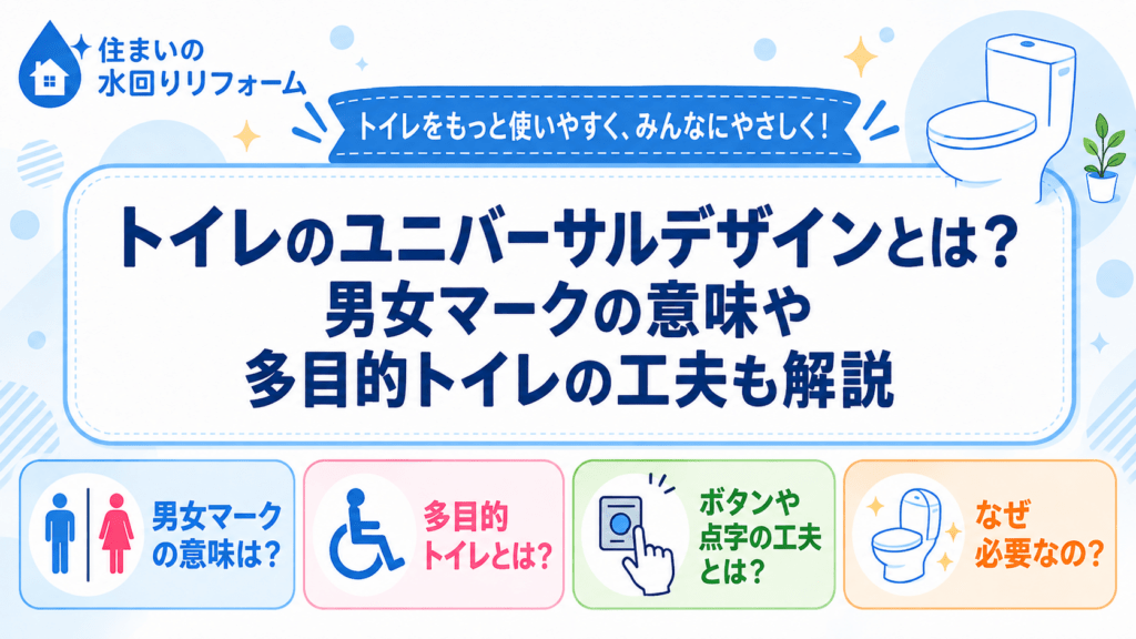 トイレのユニバーサルデザインとは、男女マークの意味や多目的トイレの工夫を紹介する記事のアイキャッチ画像