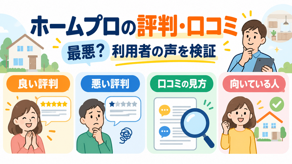 ホームプロの評判・口コミの評判、利用者の声を検証を扱う章の内容を端的に示す画像