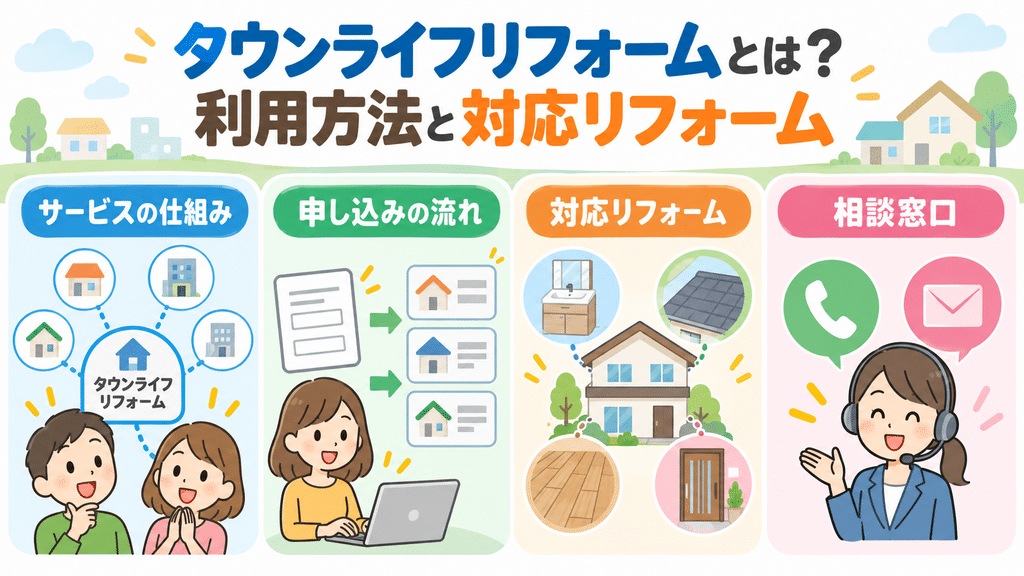 タウンライフリフォームとは、利用方法と対応するリフォームを扱う章の内容を端的に示す画像