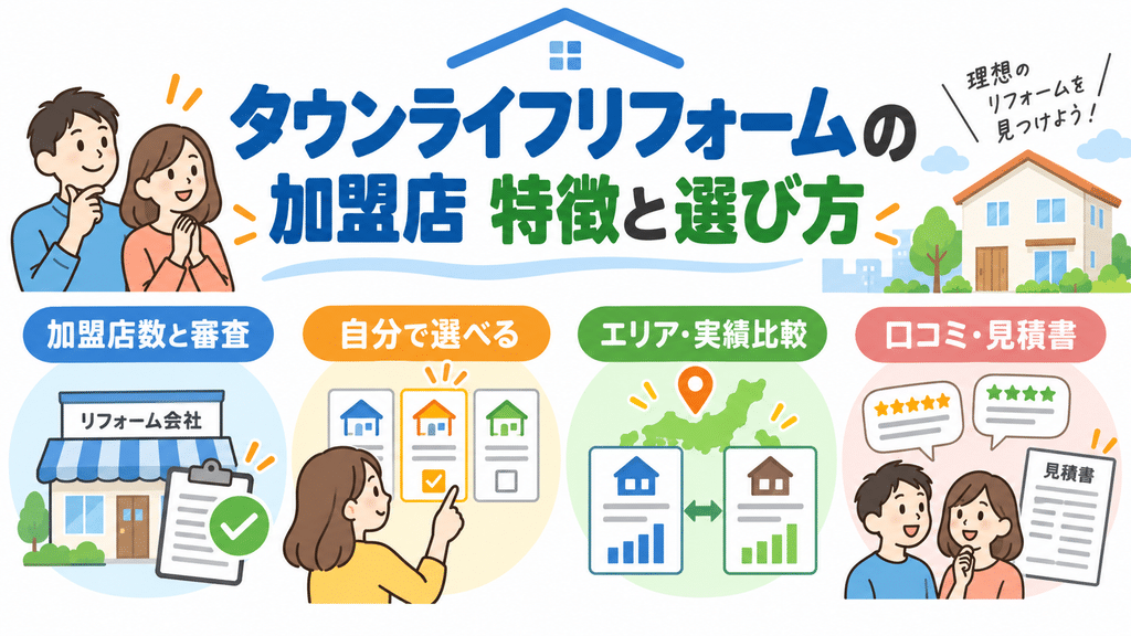タウンライフリフォームの加盟店は、登録会社の特徴と選び方を扱う章の内容を端的に示す画像